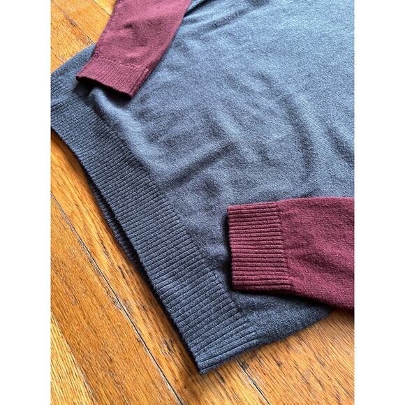 BANANA REPUBLIC Maroon/Grey Knit Pullover Sweater sz L - Picture 4 of 8